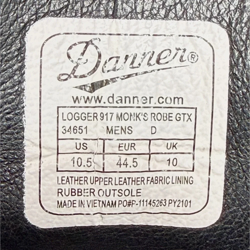 Danner Logger 917 GTX Mens Size 10.5 Waterproof Boots Monks Robe Brown Leather